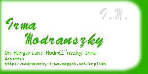 irma modranszky business card